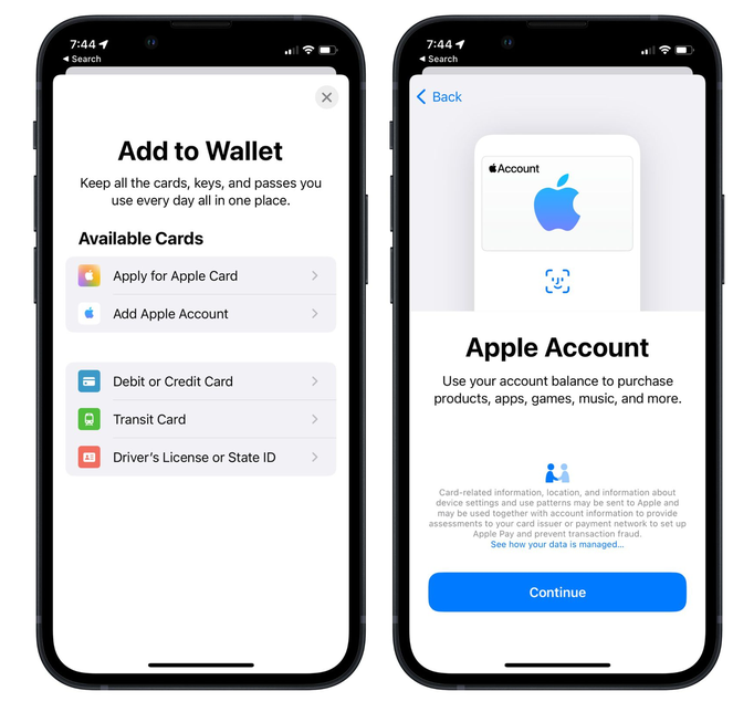 盱眙苹果手机维修分享iOS 15.5钱包App如何添加 Apple 账户 